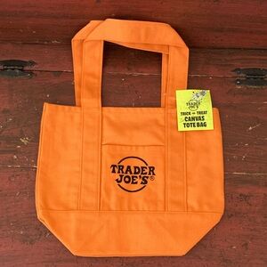 Trader Joes Halloween Mini Tote Canvas Orange